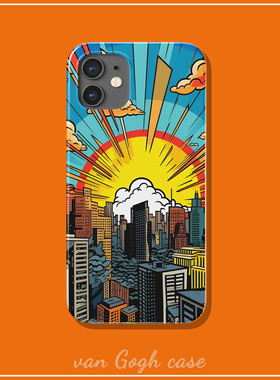 个性美式BOOM城市涂鸦风手机壳适用于iPhone15全包苹果14promax三星s23小米13防摔欧美华为p60创意荣耀magic6