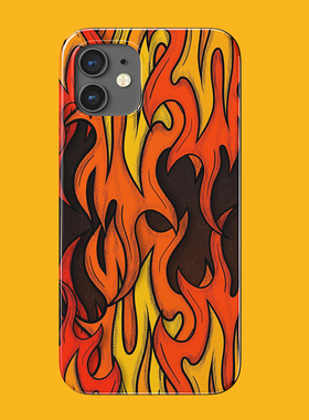 个性火焰纹理美式涂鸦手机壳适用于华为mate40pro小米13三星s22+菲林iphone14plus硬nova9半包iqoo10创意xr