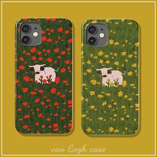 可爱北欧风卡通奶牛手机壳适用于三星s23+note20菲林vivox80/y73s荣耀70苹果13promax半包iPhone14plus/nova9