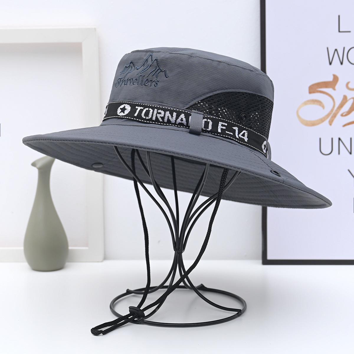 夏季户外男士帽子大帽檐防紫外线透气渔夫帽可折叠钓鱼登山防晒帽