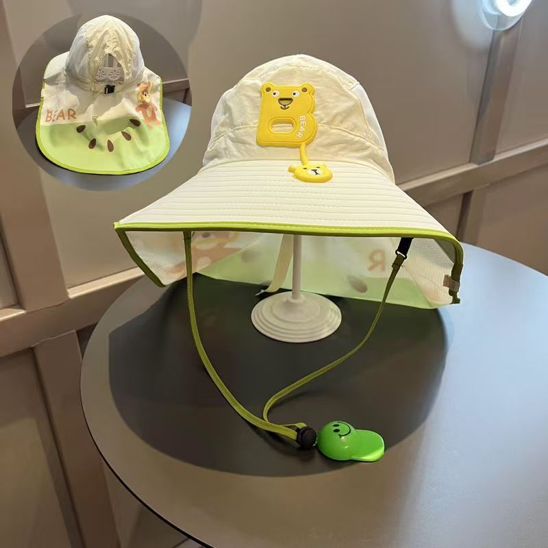 大帽檐儿童防晒帽夏季宝宝帽子遮阳帽男童女童渔夫帽太阳帽披肩帽