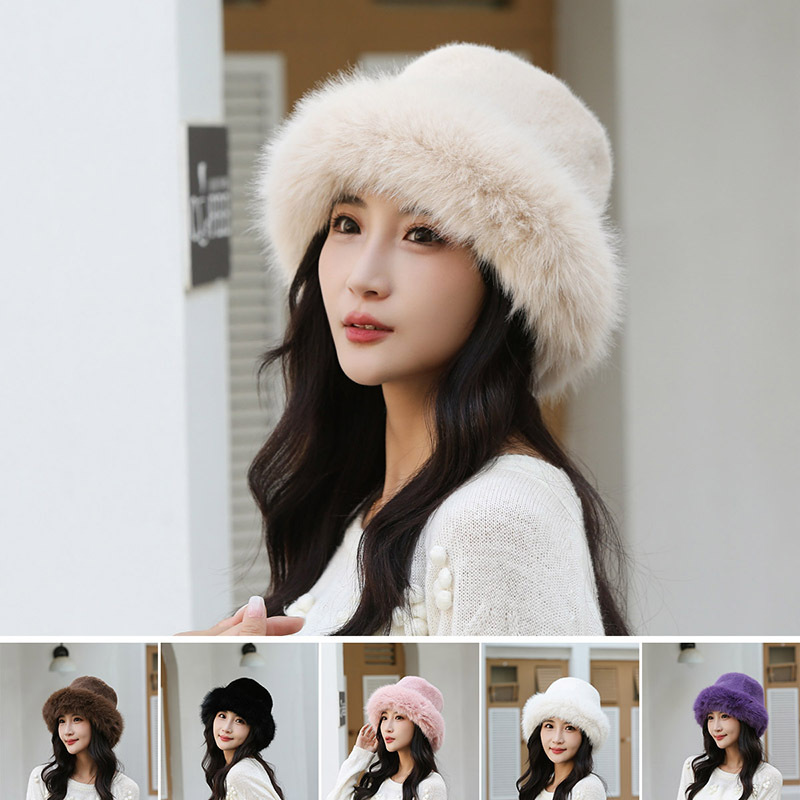 仿皮草貂毛帽子女秋冬季毛绒时尚渔夫帽显脸小保暖可爱护耳雷锋帽