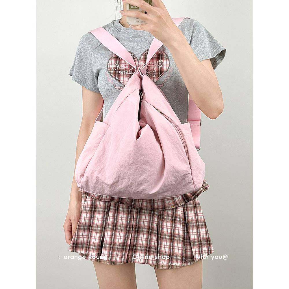 橙色女孩单肩两用背包设计小众手提袋大容量斜挎包多功能背包,箱包皮具/热销女包/男包,托特包,淘宝优惠券,粉丝福利购,淘宝优惠卷