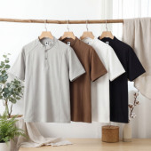 定制夏季 拼接圆领T恤定制工作服来图定制印字 休闲百搭立领短袖