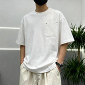 定制印logo奶茶咖啡餐饮班服工作服圆领工装 夏季 口袋圆领短袖