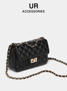 UR邮差包摩登中性链条菱格包2025新款通勤包女包小香风单肩斜挎包