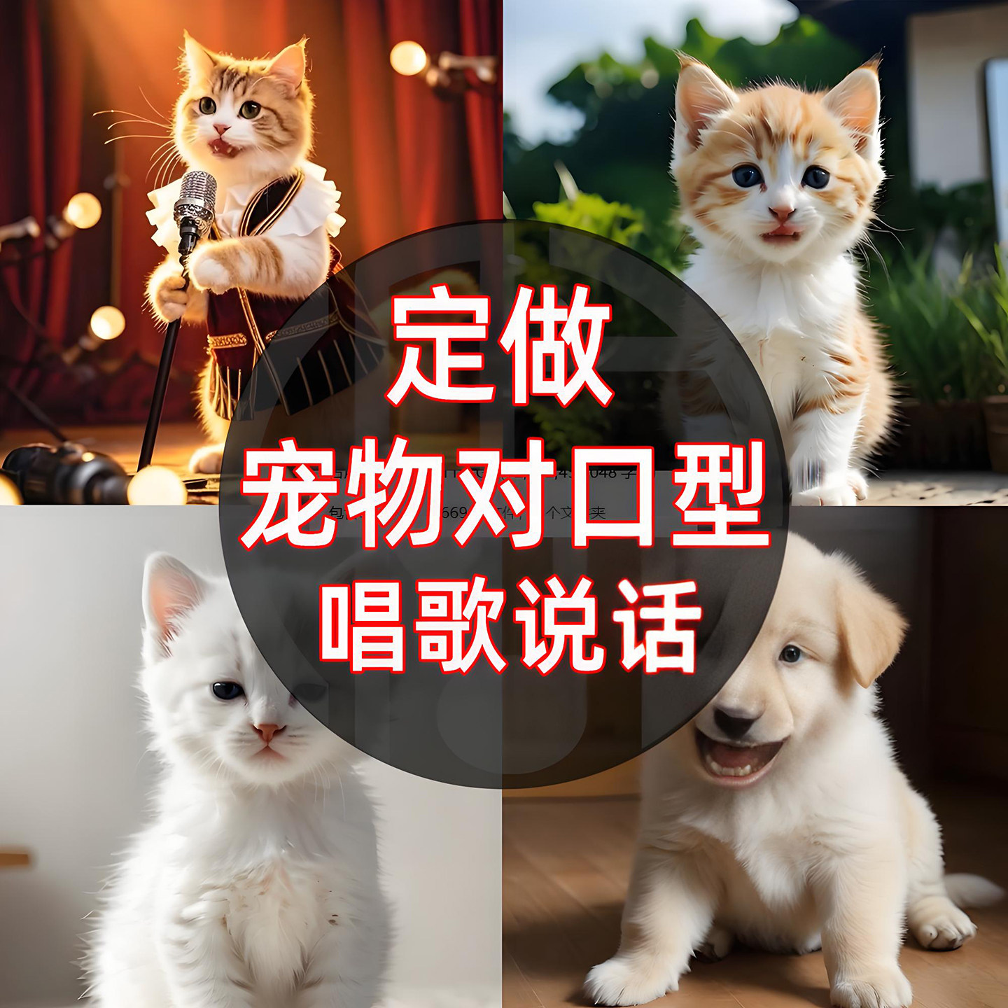 AI动物说话开口对口型唱歌数字人萌宠物猫咪图片生变成视频定制作