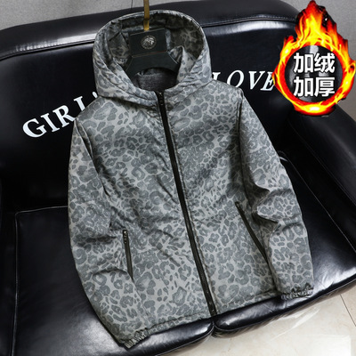 欧货AN&LV/岸绿轻奢潮牌棉服豹纹迷彩男秋冬季加厚男士棉衣保暖面