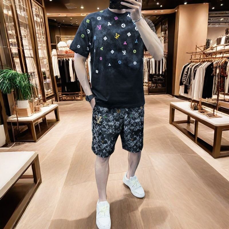 欧货AN&LV/岸绿欧货男士夏天高端短袖t恤休闲套装2025新款潮流男