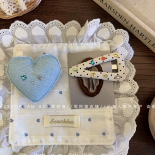 原创！韩国ins新款甜美可爱彩色水钻白波点三角发夹刘海夹侧边夹