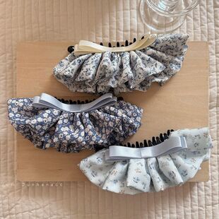 复古碎花系列蝴蝶结裙摆香蕉夹女高级感马尾夹竖夹半扎发夹巨好看