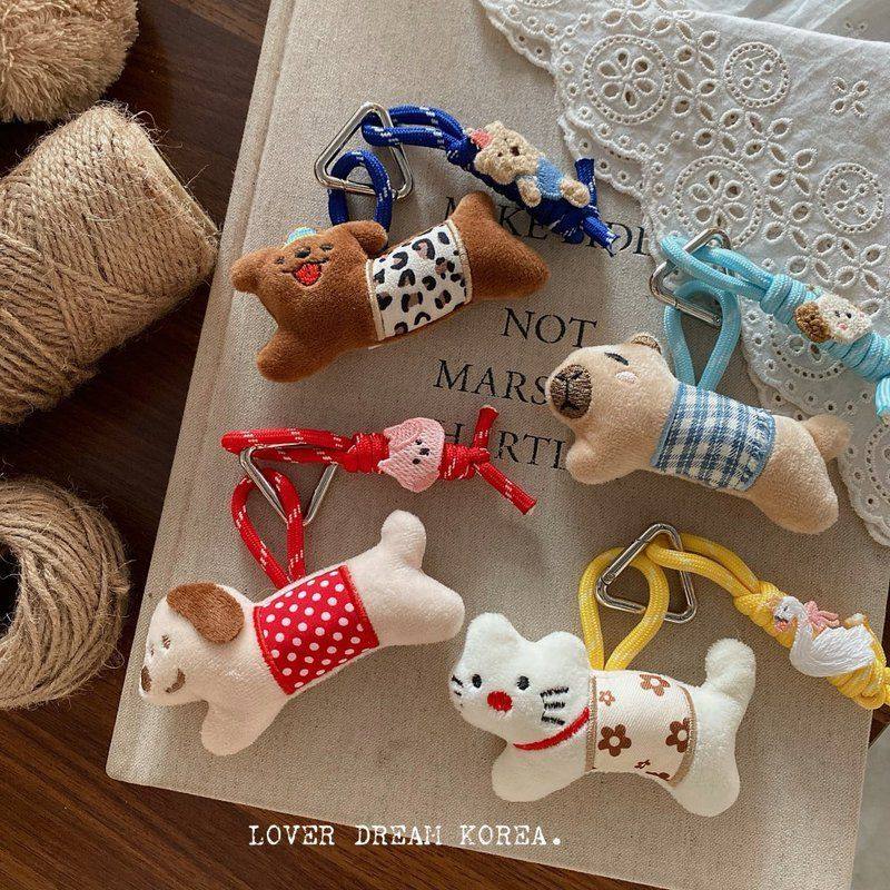 韩国ins新款卡通毛绒小狗小猫挂饰 可爱登山绳钥匙扣百搭包包挂件,饰品/流行首饰/时尚饰品新,发饰,淘宝优惠券,粉丝福利购,淘宝优惠卷