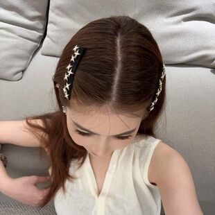 韩国新款小众设计感超闪满天星矩形发夹刘海侧边夹碎发夹头饰女