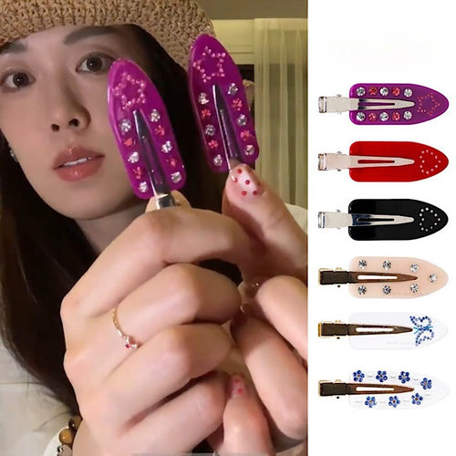 船形醋酸边夹满钻草莓同款醋酸闪耀钻石五角星可爱辣妹边夹发夹女