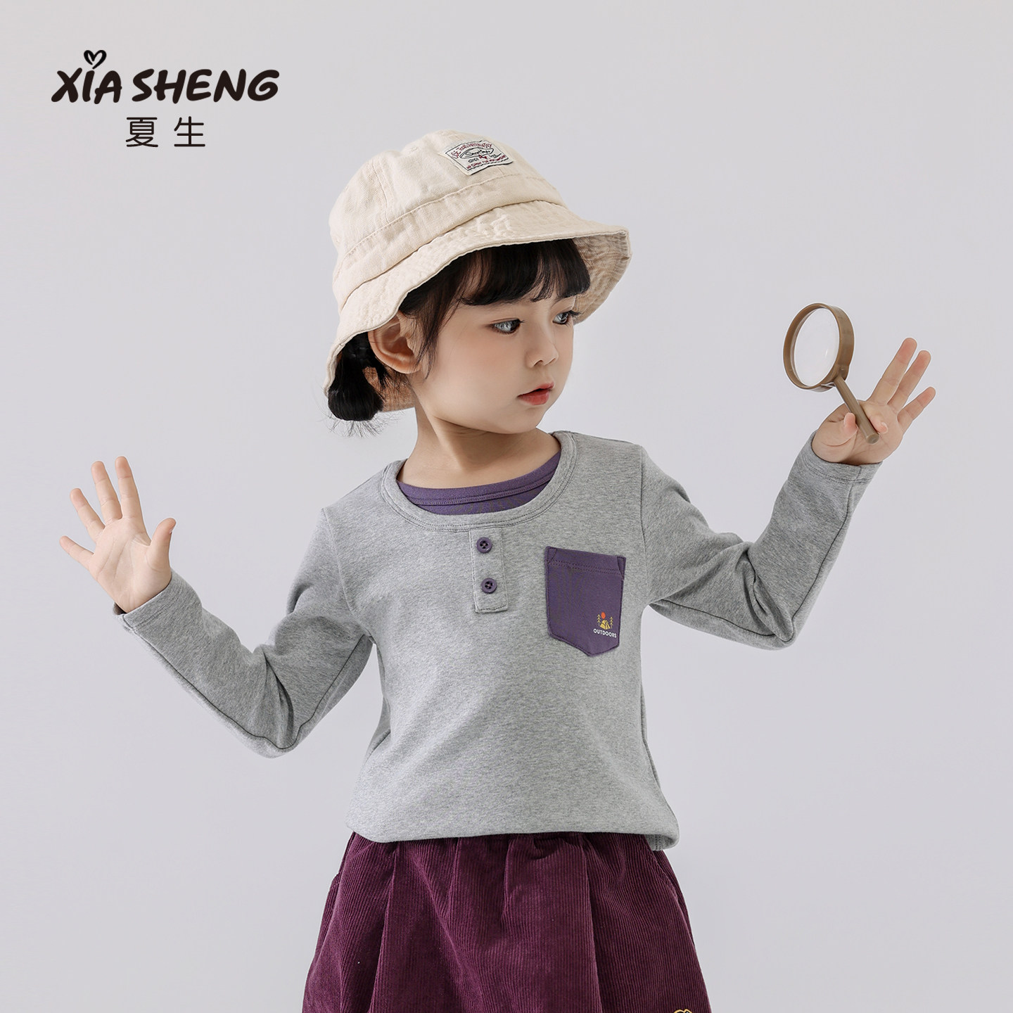 夏生 山系假两件T恤 女童高克重长袖上衣撞色打底衫儿童秋装新品t,童装/婴儿装/亲子装,T恤,淘宝优惠券,粉丝福利购,淘宝优惠卷