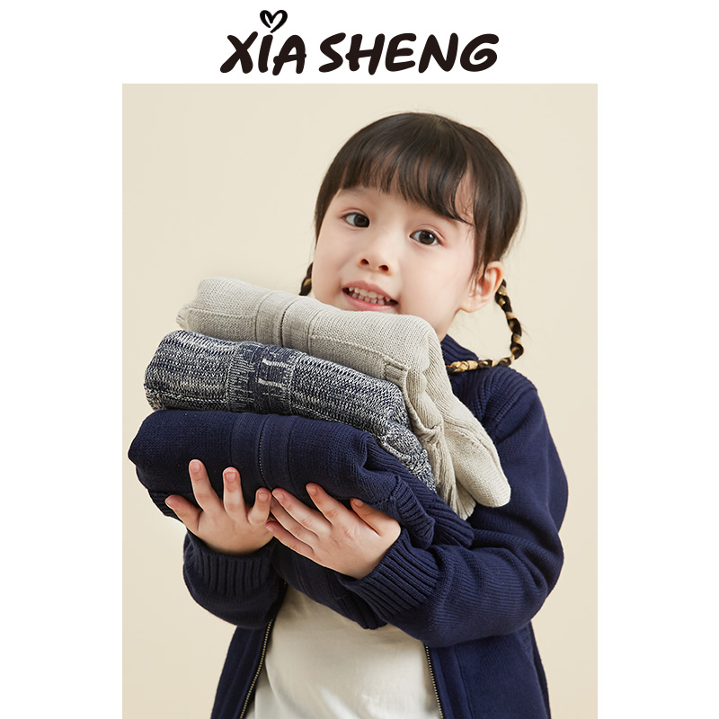 夏生童装日系简约加厚毛衣开衫