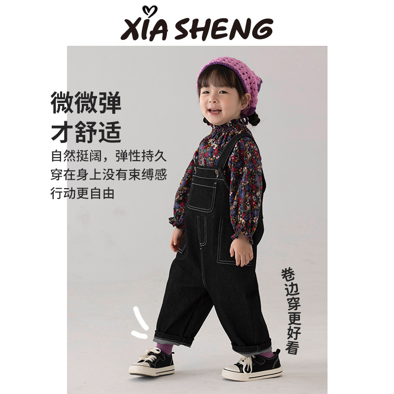 夏生防褪色牛仔背带裤男可调节长裤宝宝百搭儿童秋装新品