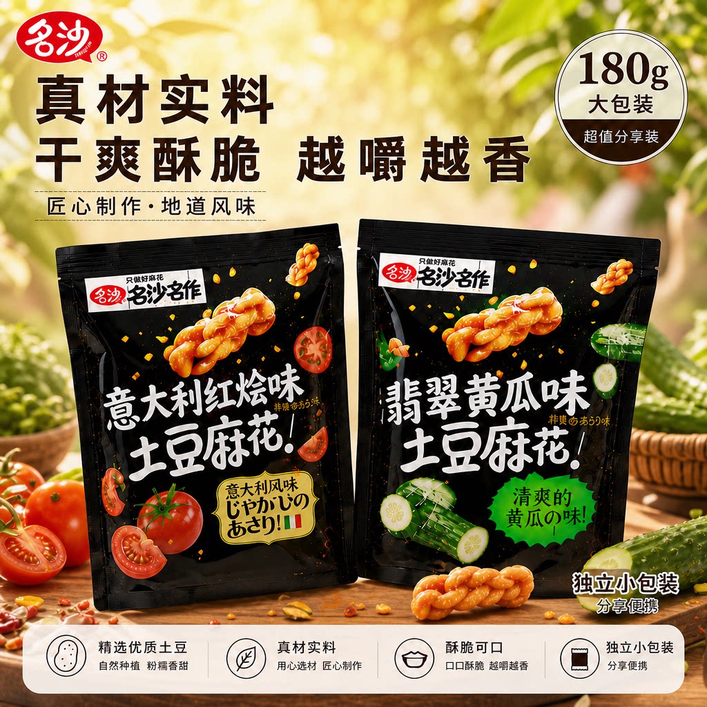 名沙香酥脆小麻花咸味小零食办公室火锅小包装特产糕点小吃麻花