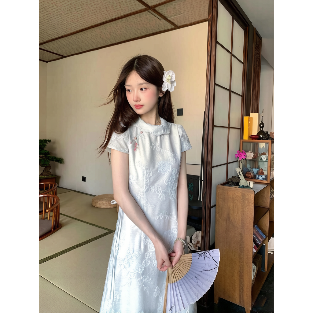 【木茶兰时序】2026年新中式刺绣改良旗袍连衣裙女显瘦短袖中长裙