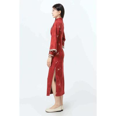 2025秋季女装新中式国风红色旗袍