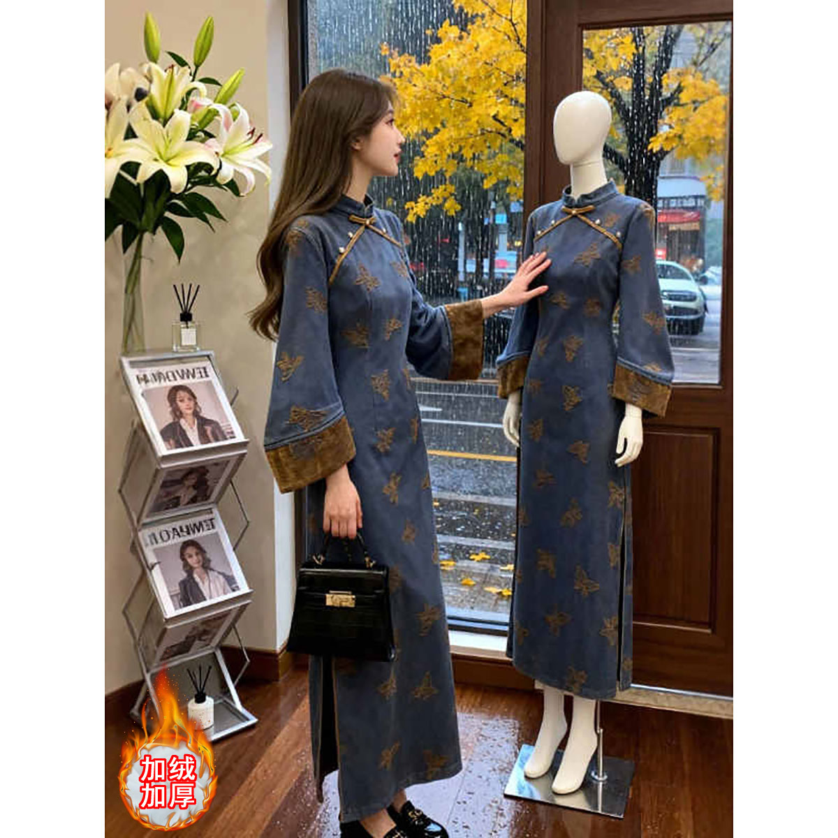 新中式国风复古改良刺绣旗袍高级