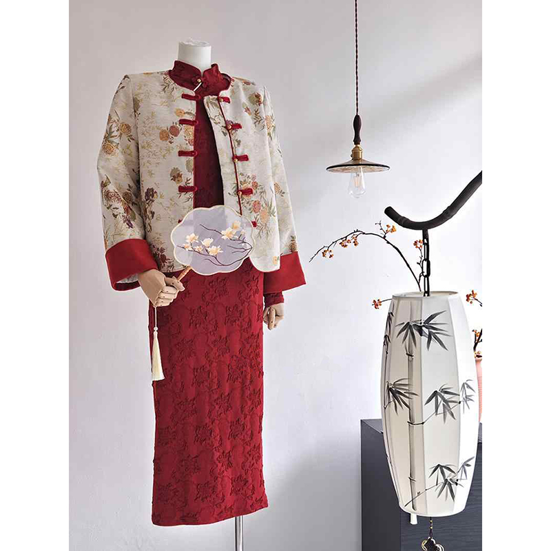 女秋冬旗袍连衣裙套装日常