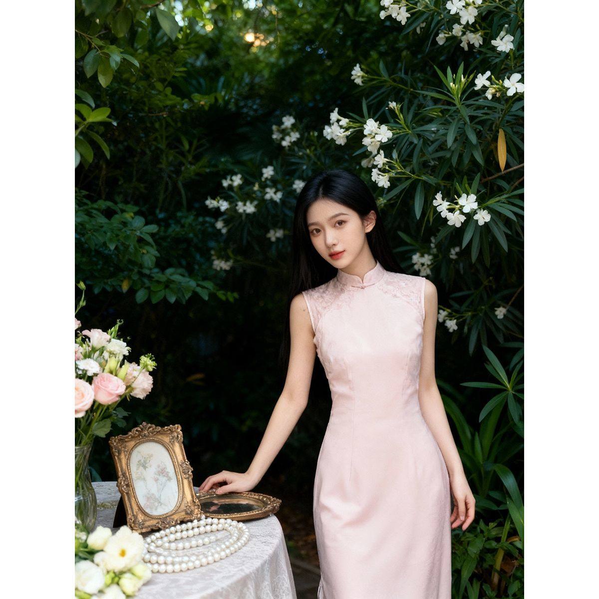 温柔春季女气质复古粉色旗袍改良年轻款少女高级感气质文艺连衣裙,女装/女士精品,旗袍,淘宝优惠券,粉丝福利购,淘宝优惠卷