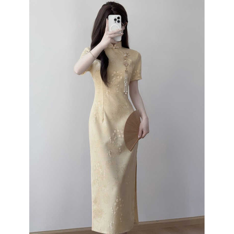 黄色旗袍2025新款改良版年轻国风