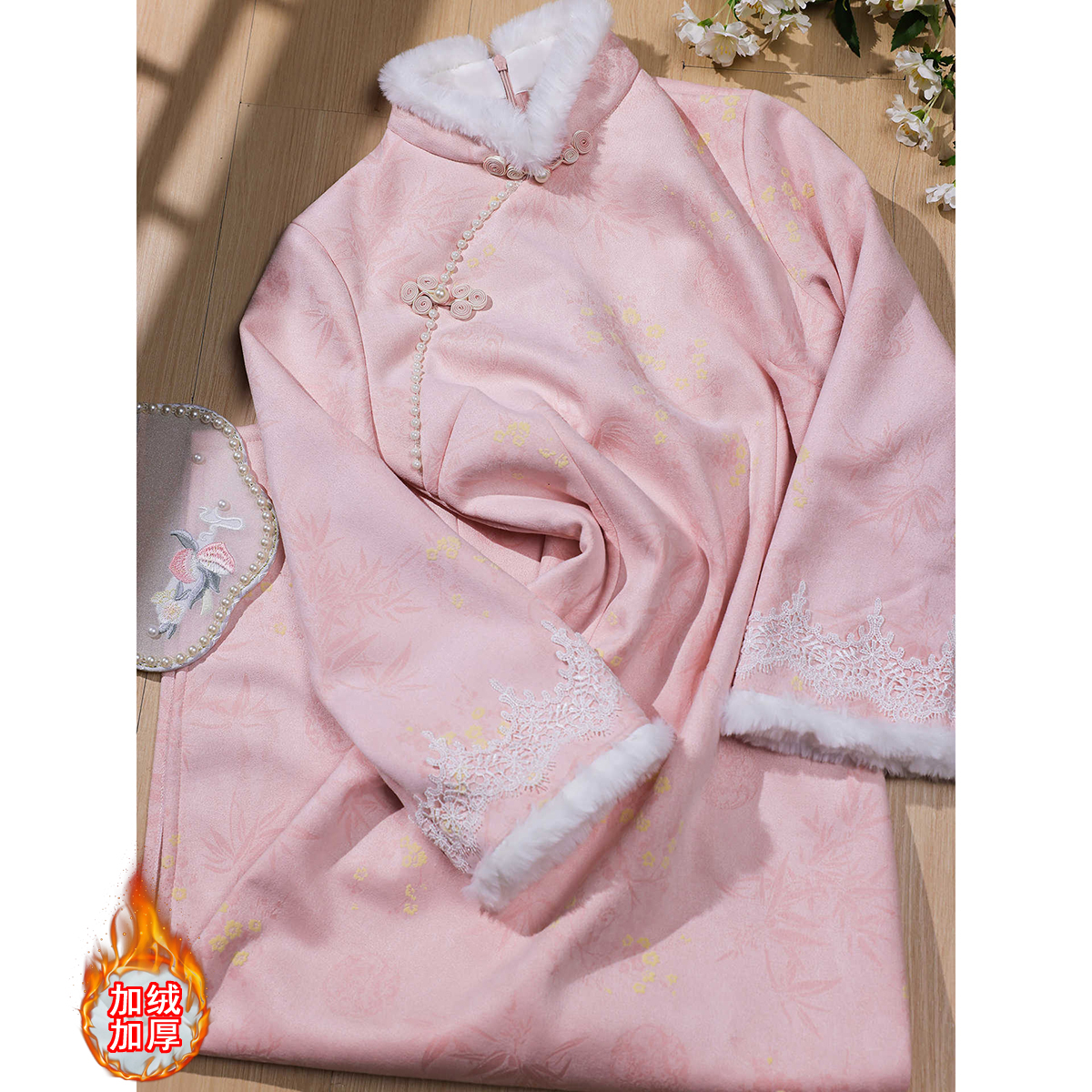 2025粉色旗袍新款改良新中式高端