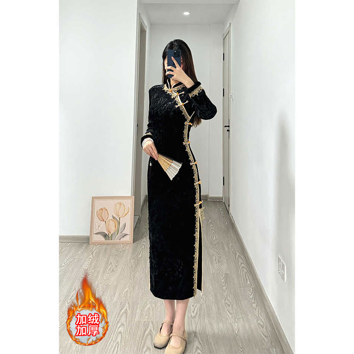 国风改良旗袍2025秋冬新款加绒