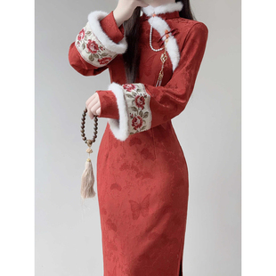 2026年新中式改良旗袍少女连衣裙高端大气上档次年轻款秋冬季红色