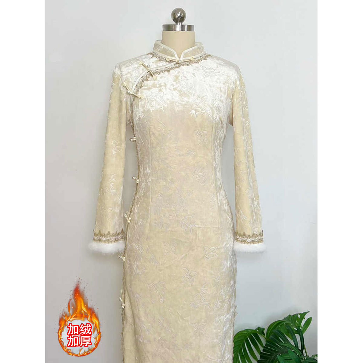 复古旗袍女长袖加绒加厚2025秋冬