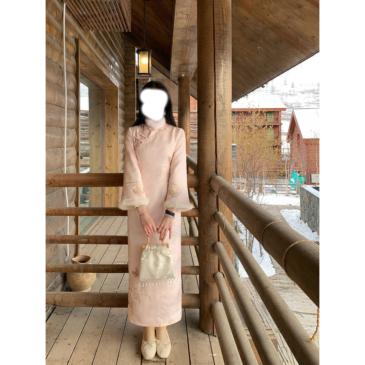 粉色旗袍2025新款秋冬季长袖好看