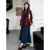 新中式 过年套装 改良旗袍连衣裙红色外套大方得体穿搭两件套2026春