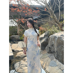 天青色|古法旗袍新款夏季复古气质年轻款少女民国改良日常连衣裙