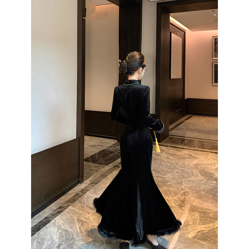 重工丝绒兔毛步步生莲改良旗修