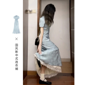 2025新款 夏季 高级感收腰气质长裙 国风改良旗袍连衣裙子女装 新中式