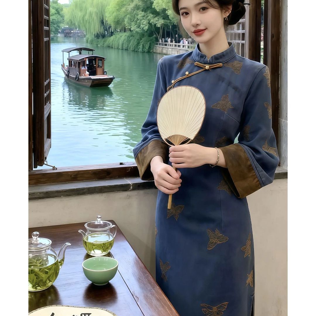 新中式国风刺绣改良旗袍连衣裙