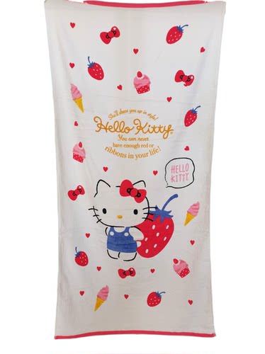 新款Kitty浴巾纯棉卡通柔软吸水外贸140x70可爱家用洗澡巾大毛巾