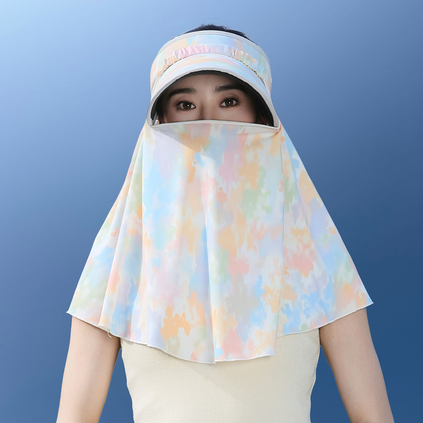 防晒帽女夏季全遮脸防紫外线遮阳帽子户外骑电动车面罩护颈披肩帽