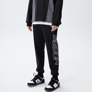 EVERLAST裤子宽松简约印花直筒休闲长裤卫裤时尚女男E131106046