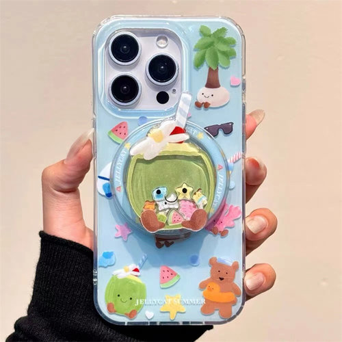 超萌椰子动物磁吸支架适用OPPOreno9手机壳10pro软a58/a93/6女72k12x防摔findx7pro/x6/A2pro个性k9创意A1a55