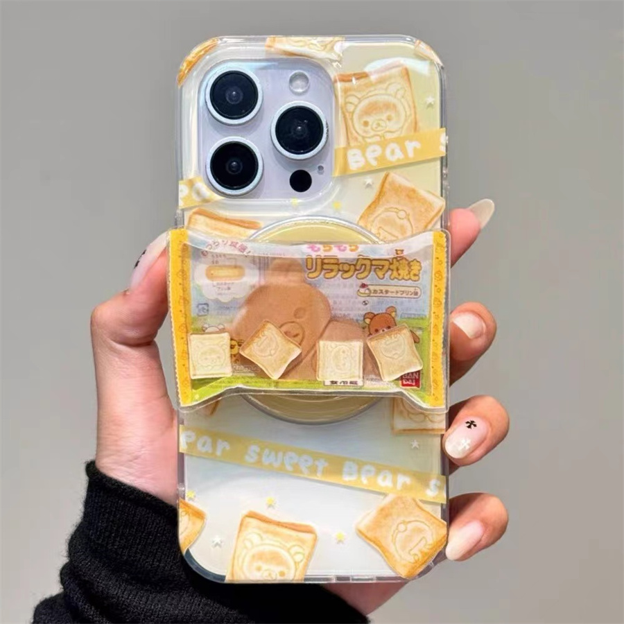 卡通吐司小熊磁吸支架适用红米k70手机壳60e/40/50note13pro软11防摔8/9全包turbo3女12/k50游戏增强至尊版小