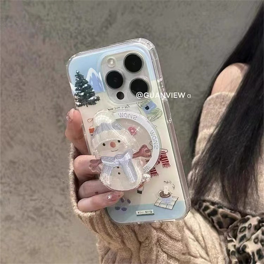 围巾雪人树木磁吸支架适用OPPOreno9手机壳10pro软a58/a93/6女72k12x防摔findx7pro/x6/A2pro个性k9创意A1a55