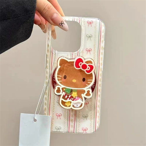 条纹棕色KT猫磁吸支架适用小米14手机壳12软mix4防摔civi3全包10青春版60女k70红米turbo3/note13pro/k50至尊