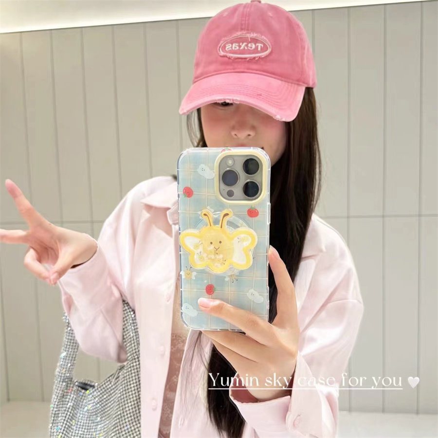 超萌格纹蜜蜂磁吸支架适用红米k70手机壳60e/40/50note13pro软11防摔8/9全包turbo3女12/k50游戏增强至尊版小