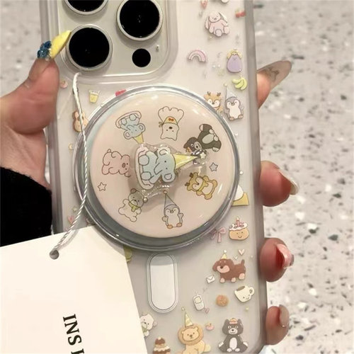 卡通甜品动物磁吸支架适用红米k70手机壳60e/40/50note13pro软11防摔8/9全包turbo3女12/k50游戏增强至尊版小