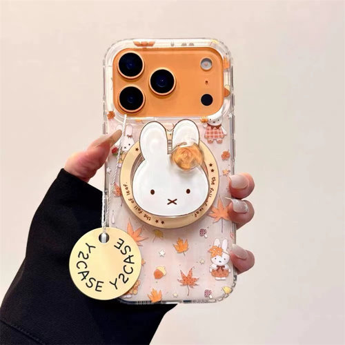 超萌枫叶小兔磁吸支架适用OPPOreno9手机壳10pro软a58/a93/6女72k12x防摔findx7pro/x6/A2pro个性k9创意A1a55