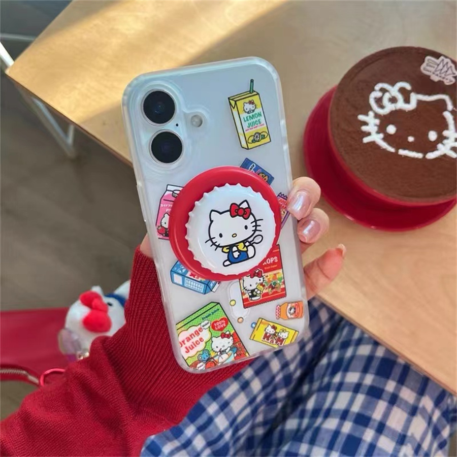 趣味KT猫瓶盖磁吸支架适用小米14手机壳12软mix4防摔civi3全包10青春版60女k70红米turbo3/note13pro/k50至尊