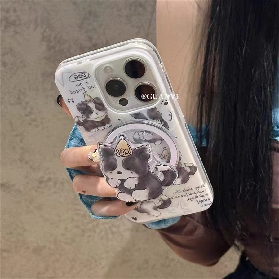 油画戴帽狗狗磁吸支架适用华为nova11手机壳9se/7/8软防摔Mate60全包p50e麦芒20/p70/10/6女p40pro+畅享60P30